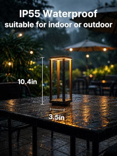 2 Pack Rechargeable Cordless Table Lamps, 10 Inch