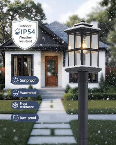 79′′ Outdoor Lamp Post Light with Warm Bulb, Aluminum IP54 Waterproof