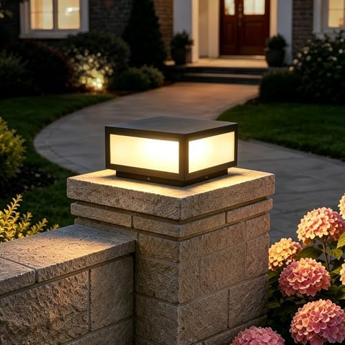 9.84 Inch Black Square Outdoor Column Post Light