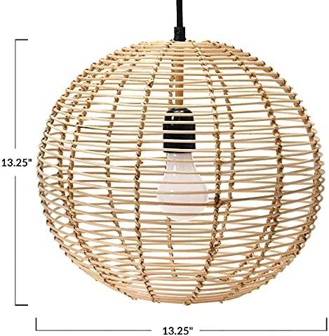 Modern Boho Handwoven Globe Rattan Pendant Light, Natural