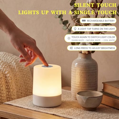 Cordless LED Desk Lamp, Touch Dimmable, USB Rechargeable