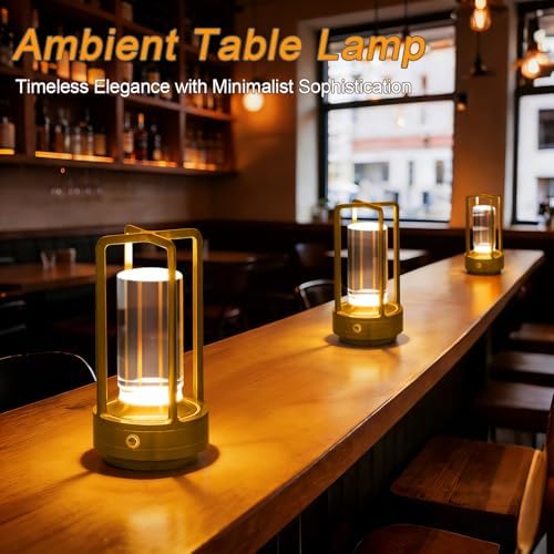 Cordless Rechargeable Crystal Table Lamp, Gold