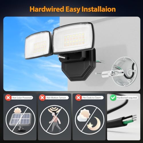 Onforu 3CCT Outdoor Flood Lights, 32W Hardwired Security Light, Yard