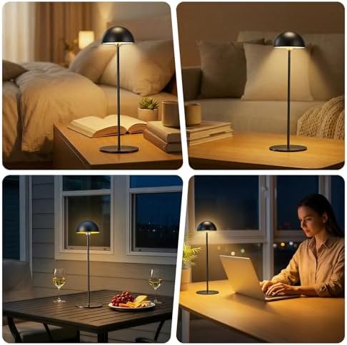 4 Pack Cordless Rechargeable Touch Table Lamps, Type-C