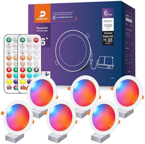 DUSKTEC 6 Inch Color Changing Canless Recessed Lighting