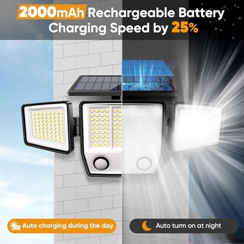 MDCMDCM Solar Motion Sensor Lights, 3000LM, 3 Modes