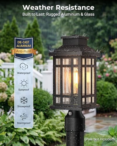Dusk to Dawn Outdoor Post Lights, Black Aluminum Hard-Wired