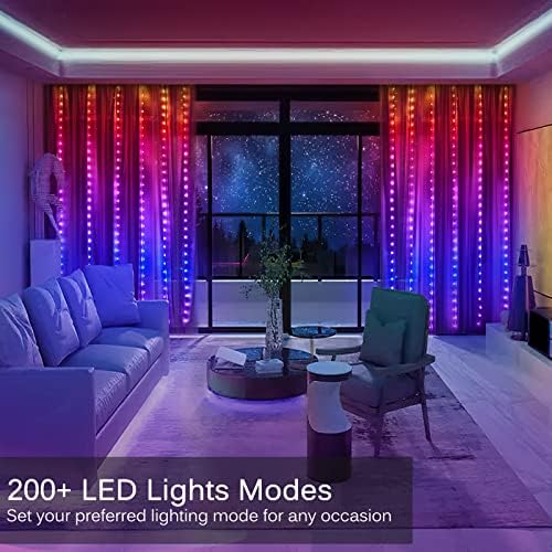 LED Curtain Lights, 9.8ft x 9.8ft 300 LED Color Changing