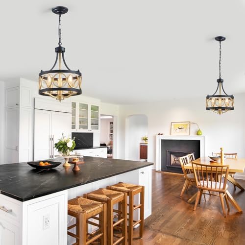 XINGQI Modern Farmhouse Chandelier, 13 Inch Black Gold