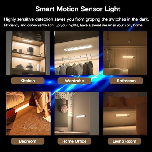 Motion Sensor Under Cabinet Lighting-Magnetic Rechargeable Closet