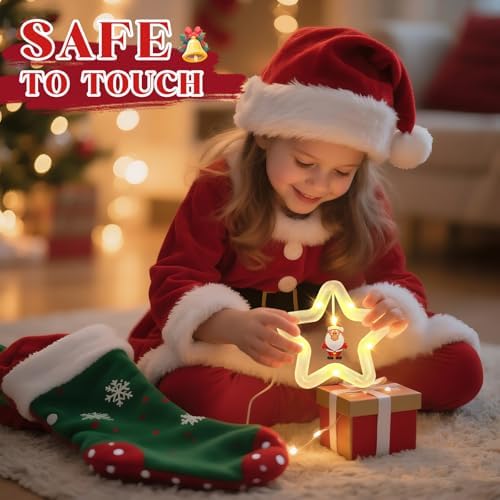 Christmas Star Curtain Lights with Remote, IP65 Waterproof