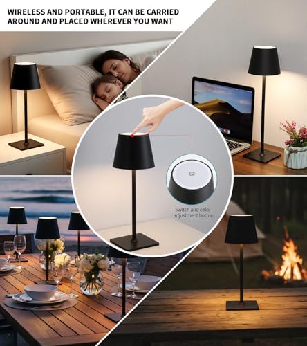 AIHYING 2 Pack Cordless Rechargeable LED Table Lamps, 5000mAh