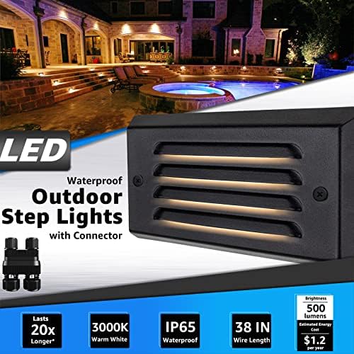 SUNVIE 6" Low Voltage Step Lights Outdoor 5W 3000K Black Aluminum