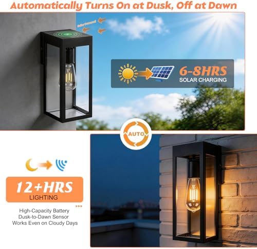 Solar Sconce Light, Dusk-to-Dawn Porch Lantern
