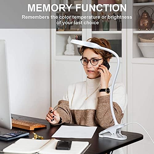 JKSWT Clip-On LED Desk Lamp, 3 Color Modes