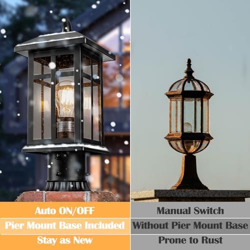 Brilvibera 2 Pack Black Outdoor Post Light
