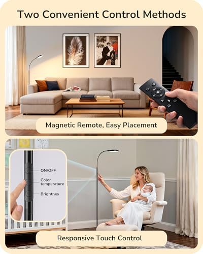 EDISHINE 1300LM LED Floor Lamp, Black