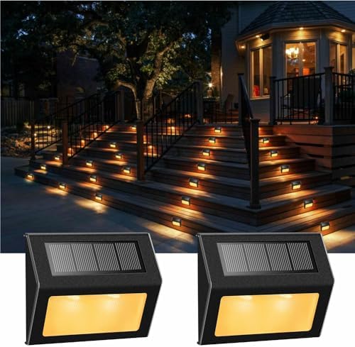 XLUX Warm White Solar Deck Step Lights, 2 Pack