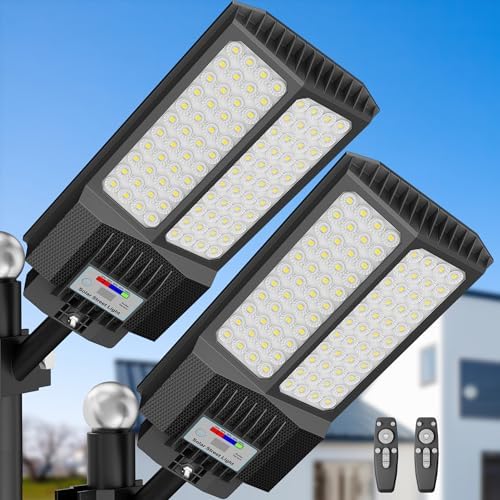 2-Pack Solar Outdoor Street Lights, Motion Sensor, Remote