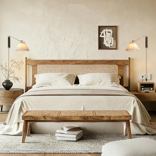 Swing Arm Plug-in Wall Sconce, Wood, Pleated Shade