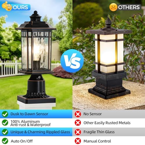 DASTOR 2-Pack Dusk-to-Dawn Outdoor Post Lights
