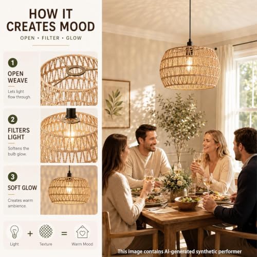 12.6 x 6.7 in Woven Rattan Lamp Shade