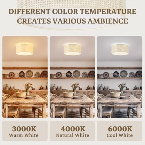 13-Inch 3-Light Woven Drum Ceiling Light