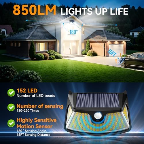 152LED Solar Motion Light, 6 Pack, 850LM