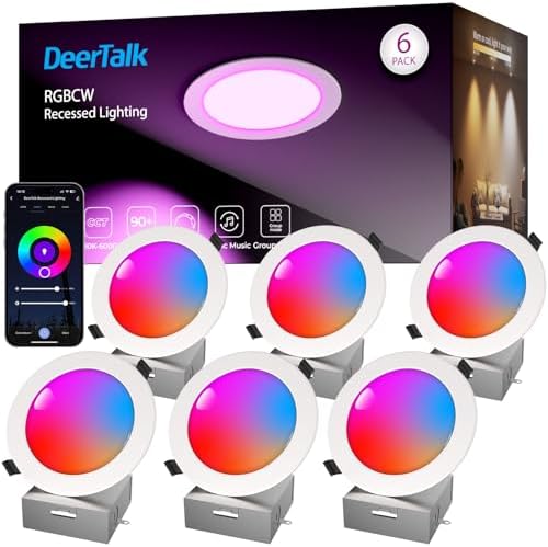 Smart Recessed Lighting 6 Inch LED Recessed Lights 6 Pack
