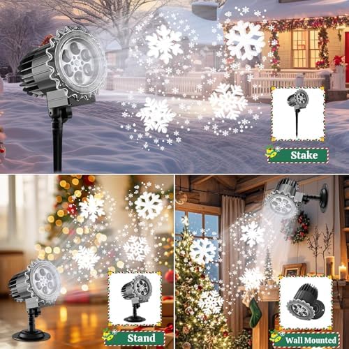 3D Snowflake LED Projector Lights, IP65 Waterproof