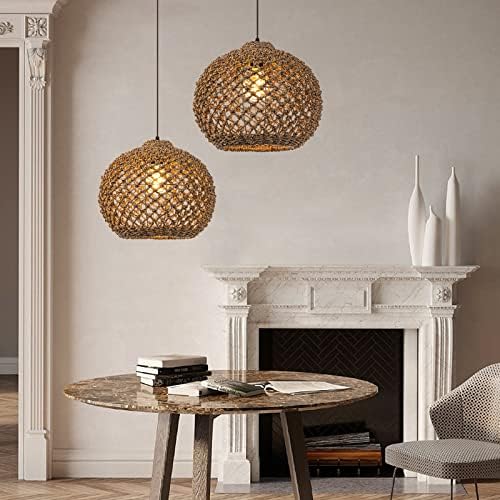 Arturesthome 1 Light Rattan Woven Pendant Lighting Fixture Lamp