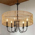 24-Inch Farmhouse Rattan Chandelier