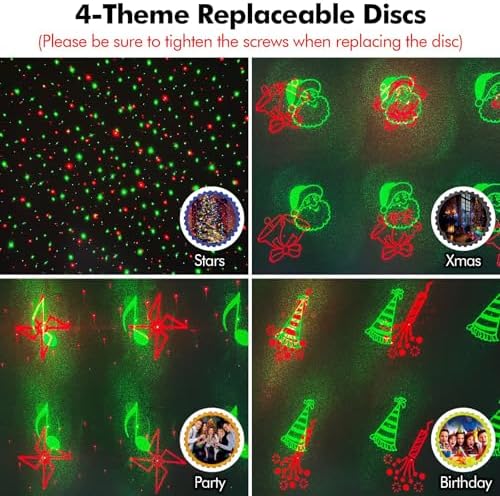 Poeland Christmas Projector Lights, 4-Theme Laser Patterns