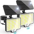 AUDERWIN 294 LED Solar Motion Sensor Lights, 2 Pack, Black
