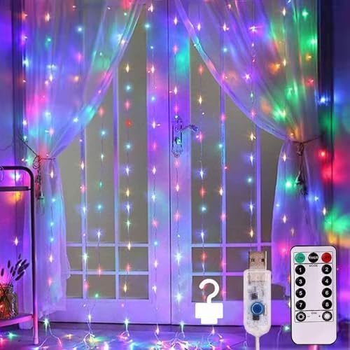 Bedroom Curtain Lights, 300 LED, 9.8x9.8Ft