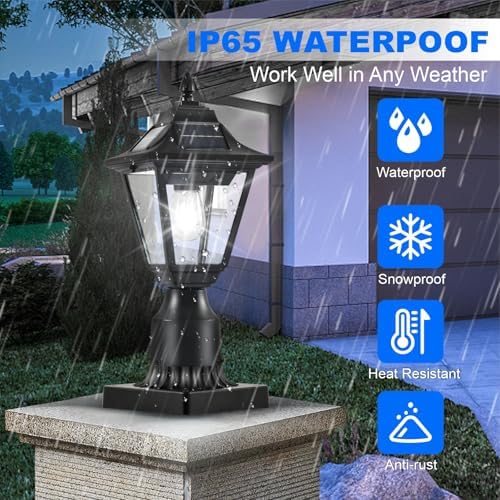 Solar Motion Sensor Post Lights, 2 Pack, Cool White