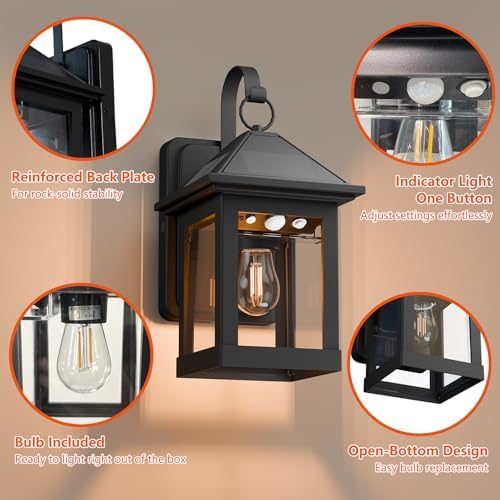 2 Pack Solar Wall Lanterns, E26 Bulbs