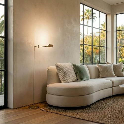 Brightech Leaf Pharmacy LED Reading Floor Lamp, Antique Brass