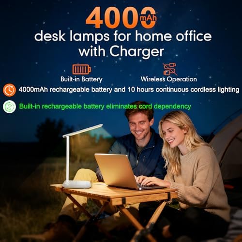LED Rechargeable Desk Lamp, 4000mah, White