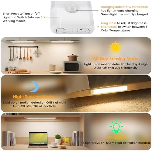11.8 inch Motion Sensor Under Cabinet Light, 5 Pack