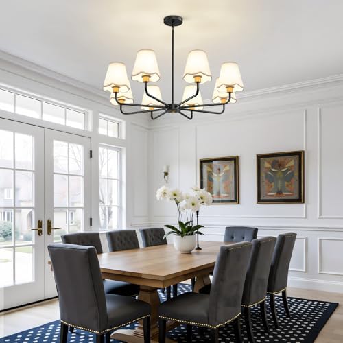 KAISITE 8-Light Black and Gold Chandelier