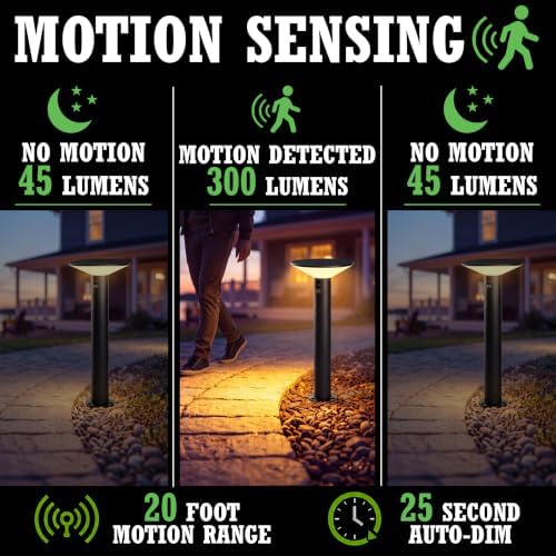 Solar Outdoor Pathway Lights, Motion Sensor, 2-Pack