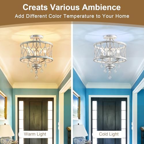 Farmhouse 3-Light Crystal Flush Mount Chandelier