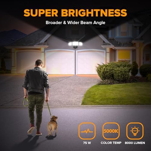 LUTEC 75W 8000 Lumen 3-Head Outdoor Flood Light