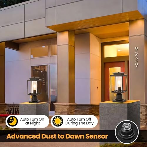 Black Hardwired Dusk to Dawn Outdoor Post Light