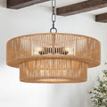 LamQee 22 Inch 5-Light Rattan Chandelier
