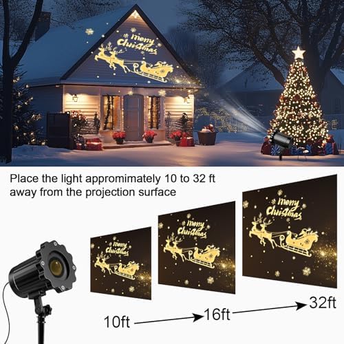 3D Dynamic Christmas Projector Lights, Santa in Sleigh