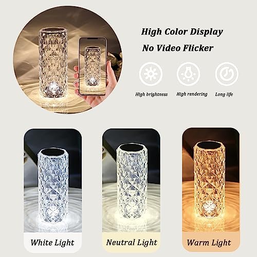 Portable Crystal Rechargeable Table Lamp, White