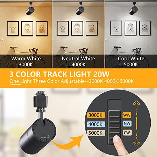 VANoopee 20W H Type LED Track Lighting Heads, 6-Pack