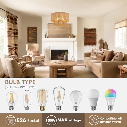 18 Inch Rattan Woven Pendant Light
